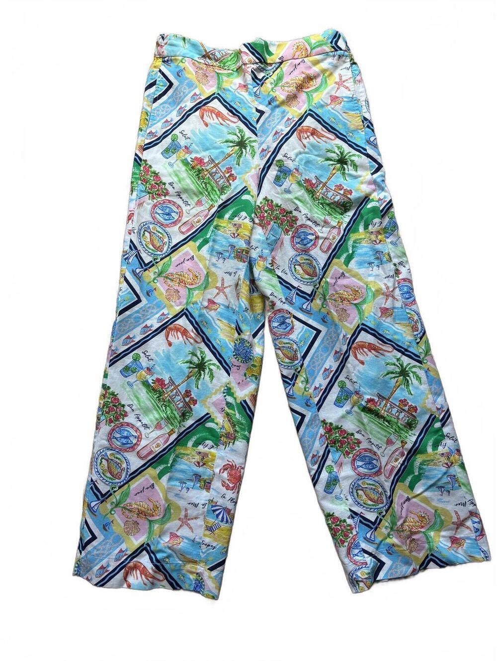Talbots Tropical "Summer Vista" Wide Leg Pants  Coastal Grandma Chic